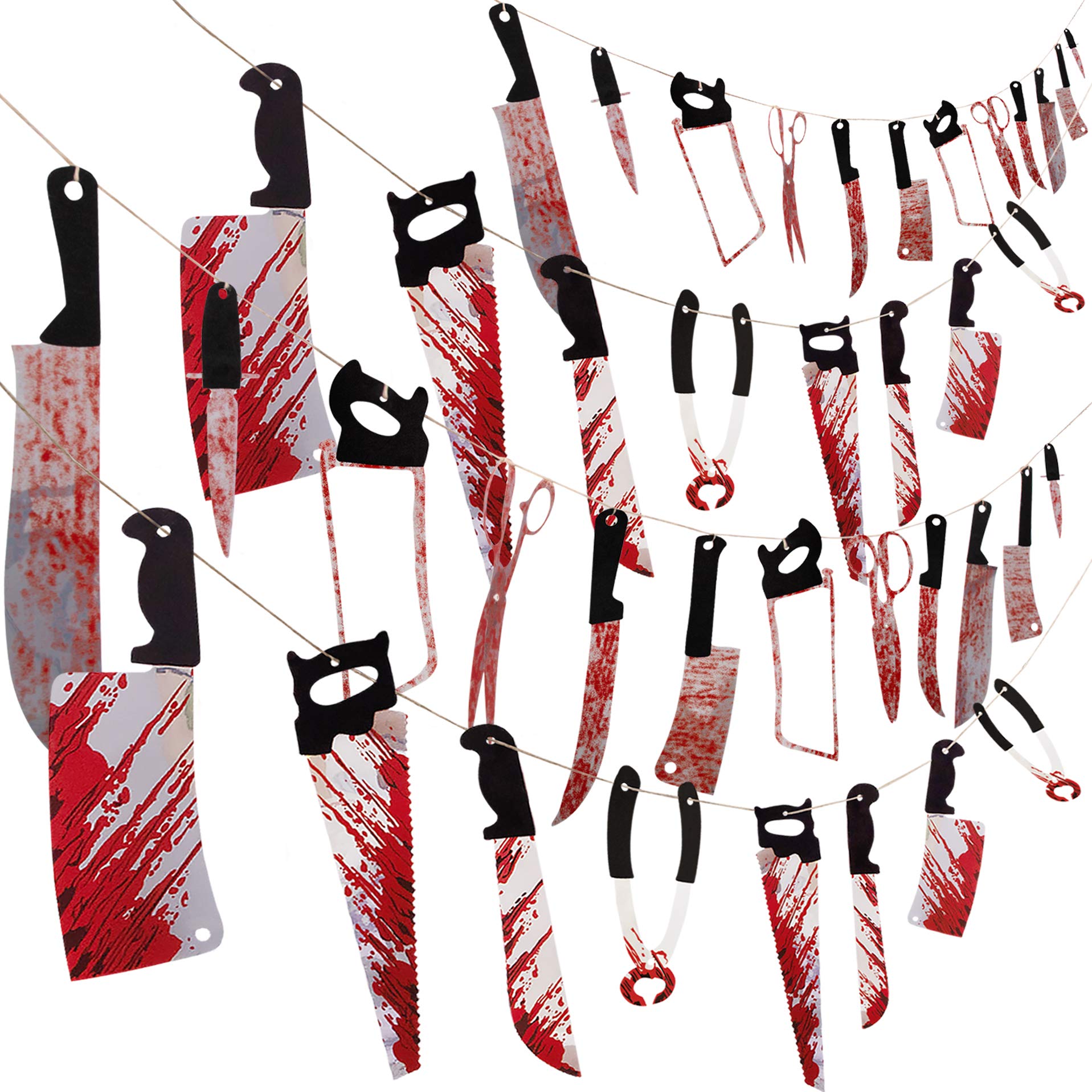 Photo 1 of Halloween Party Decorations Bloody Banner: Horror Scary Garland Decor for Creepy Movie Theme Birthday Carnival Spooky Props Supplies, 4PCS
