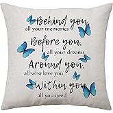 Motivational Gifts -Behind You All Your Memories Pillow Covers for Women Men Throw Pillow Cover Inspirational Decor Gifts for Living Room Office Decor 45 x 45 CM Pillow Covers Decor Accessories