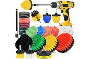 Drill Brush Attachment Set, 30Pcs Drill Scrubber Brush Kit Include Scrub Pads, Sponge, Extend Attachment, Drill Cleaning Brus