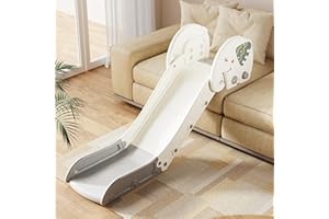 Babytronic Couch Slide for Kids – Large Adjustable Height Indoor Slide with Non-Slip Base for Toddlers 1-3, Plastic Indoor Playset for Beds, Sofas, and Stairs (White&Gray)