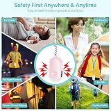 Hion Safe Personal Alarm for Women Pink 130dB Rechargeable LED Light view 6