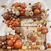 Vaca Party 215pcs Fall Balloon Arch Kit with Burnt Orange Coffee Brown Sand White Balloons Maple Leaves for Fall Thanksgiving Autumn Harvest Birthday Party Decorations