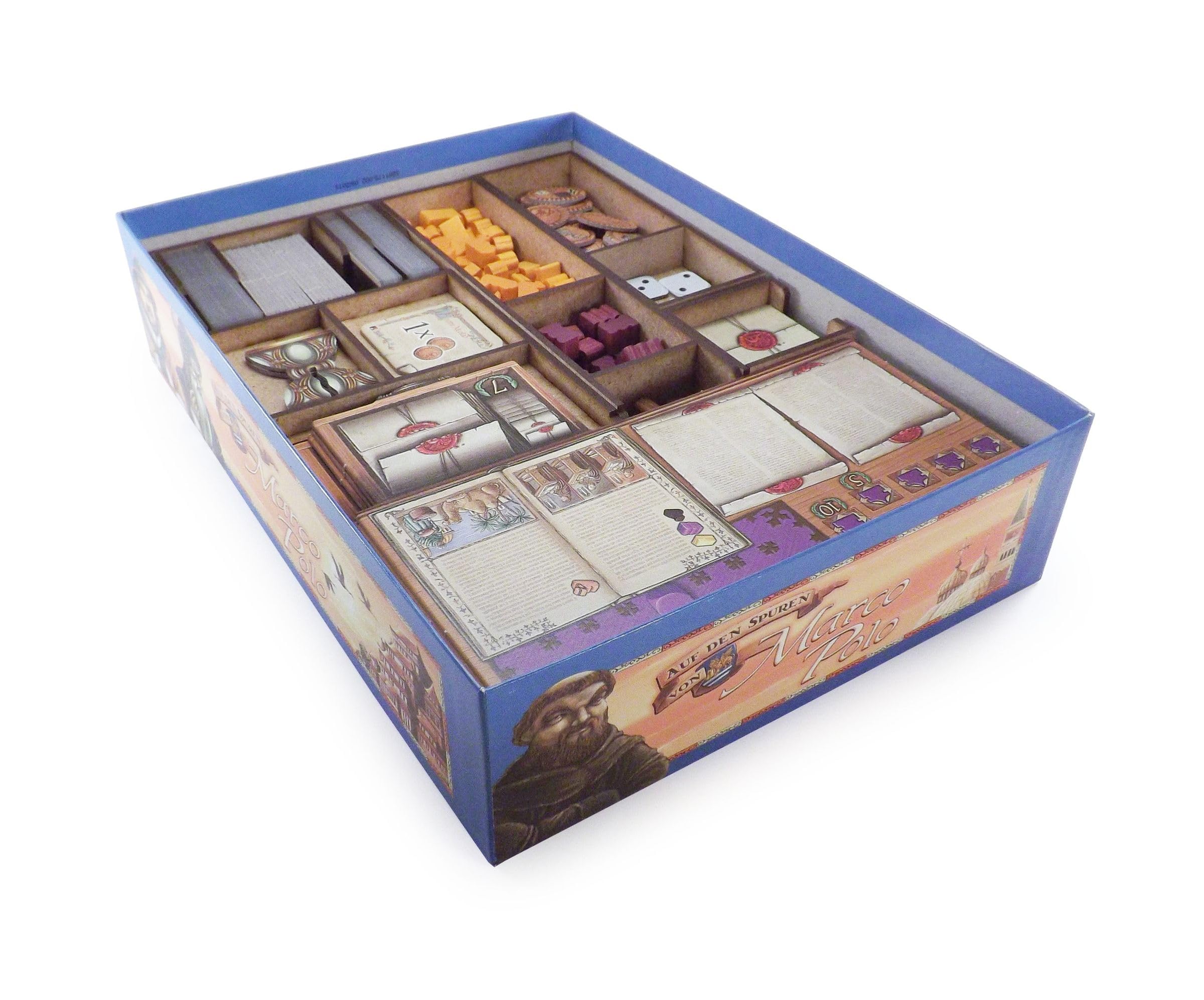 Boardgame Organizer compatible with The Voyages of Marco Polo and expansions Agents of Venice and The New Characters