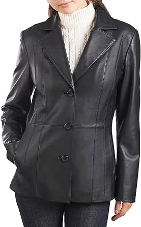BGSD Blazer de piel de cordero de cristal para mujer (talla regular y  grande y pequeña) : Ropa, Zapatos y Joyería - Amazon.com