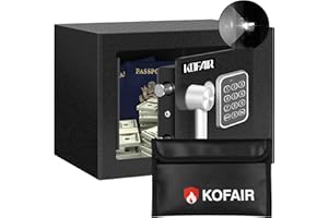 KOFAIR Small Safe Box for Home Safe (0.23 Cubic Feet) with Fireproof Bag, Personal Money Safe for Cash Saving, Mini Safe with