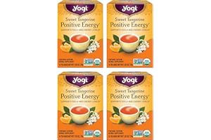 Yogi Sweet Tangerine Positive Energy Tea - 16 Tea Bags per Pack (4 Packs) - Organic Tangerine Energy Tea - Includes Black Tea Leaf, Yerba Mate Leaf, Ashwagandha Root & More