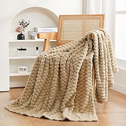 Puncuntex Beige Throw Blanket 60"×80" inches Fuzzy