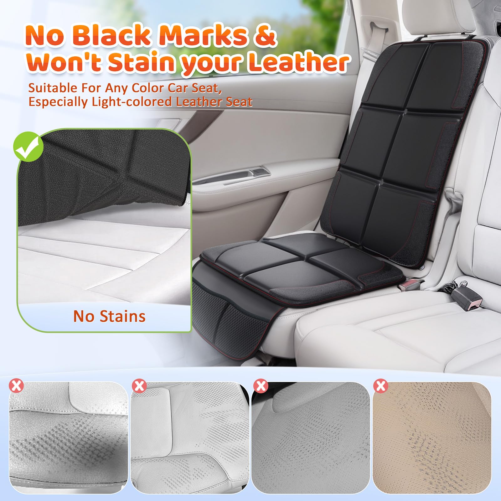Gimars Car Seat Protector, 2 Pack, Waterproof 600D Fabric Carseat Protector Car Seat Cover for Child Car Seat with Nonslip Backing Mesh Pockets for Baby and Pet SUV Sedan Truck Leather Seats