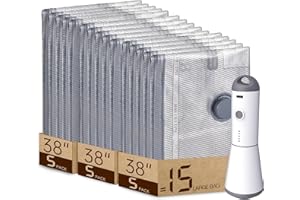 Rechargeable Pump Vacuum Bags for Travel Packing,15 Packs Large Size Vacuum Seal Bags for Luggage and Suitcase Compression, Space Saver for Bedding and Clothing Organization