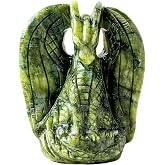 Apengshi Dragon Statue Natural Green Jade Crystal Animal Figurine, Decorative Collectible Sculpture for Home Office Desk Gift for Teen Men Women, for Gamers &amp; Collectors(Classic Style)