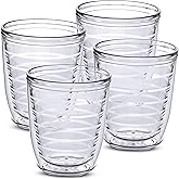 12oz Insulated Tumblers Plastic - Great for Iced Coffee & Hot Drinks, 4 pack Clear Double Wall Insulated Drinking Glasses Cups, BPA-Free, Reusable Cups, Camping, Travel, Kitchen, Party