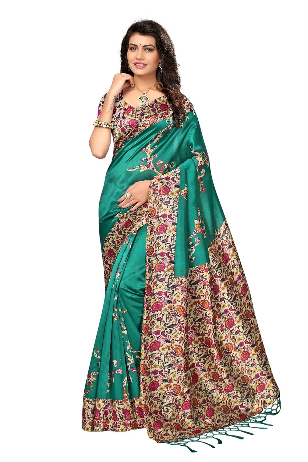 ishin combo of 2 poly silk printed women's saree/sarii