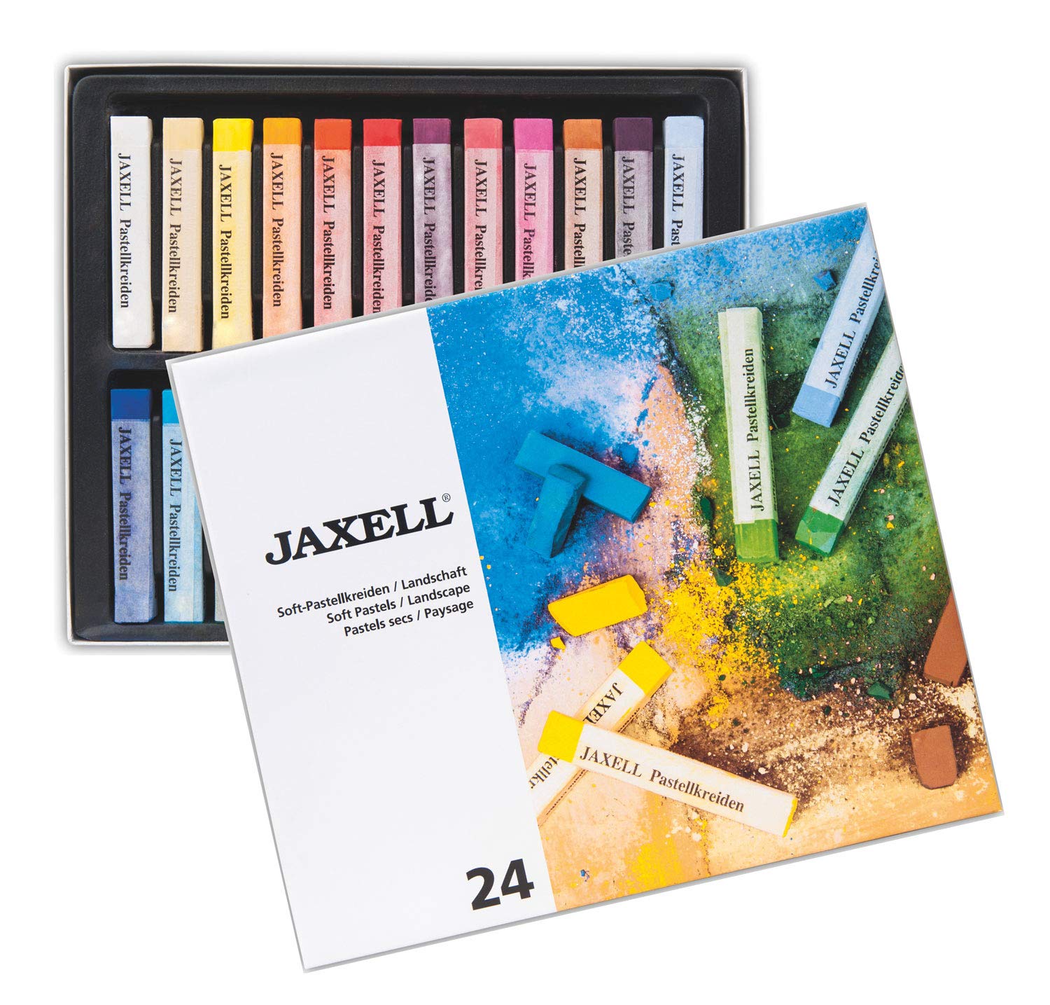 Honsell 47650 Jaxell Pastel Chalk, Square Shape, for Flat and Precise Working, Rich Non-fading Colours, Ideal for Artists, Amateur Painters, Children, Schools