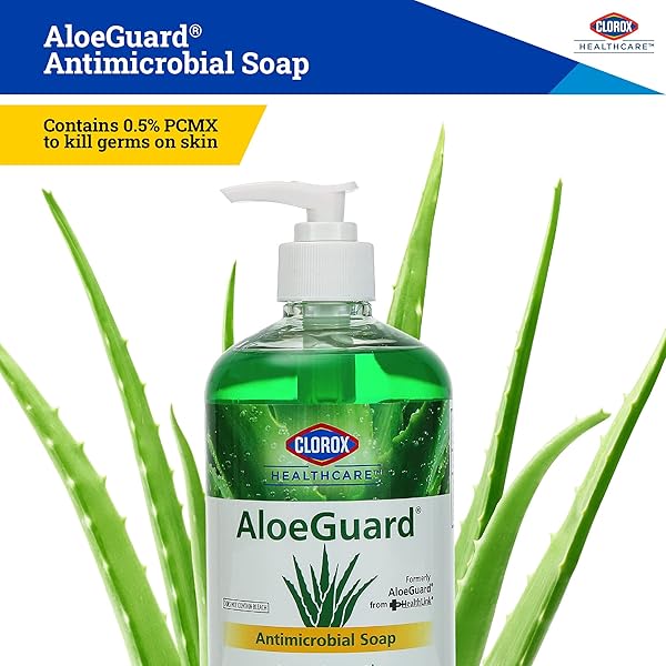 CLOROX HEALTHCARE ALOEGUARD ANTIMICROBIAL LIQUID HAND SOAP WITH PUMP, GENTLE AND MOISTURIZING HAND SOAP BOTTLE WITH ALOE VERA – HANDWASH FOR HEALTHCARE & EVERYDAY USE, 18 FL OZ