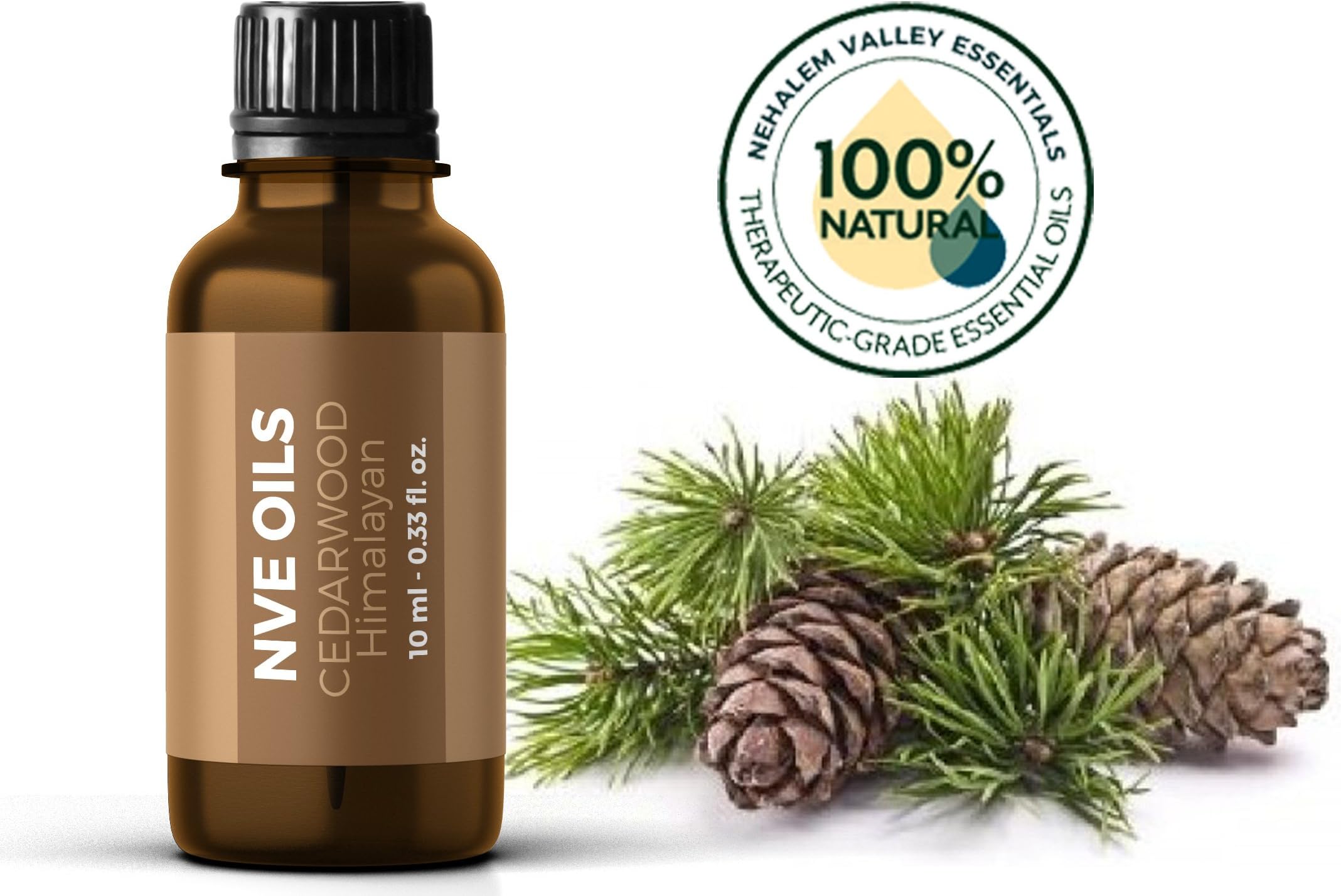 Pure Cedarwood Himalayan Essential Oil By NVE Oils-Guaranteed 100% Pure & Natural For Diffuser, Aromatherapy, Headache, Pain, Meditation, Stress, Anxiety, Sleep, Cosmetics, Soaps, Candles, etc.