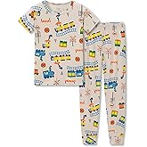 Tebbis Snug-Fitting Unisex Pajamas for Boys & Girls – Soft Modal Fiber Toddler/Little PJs Blue Dino Jammies Size 2T-7