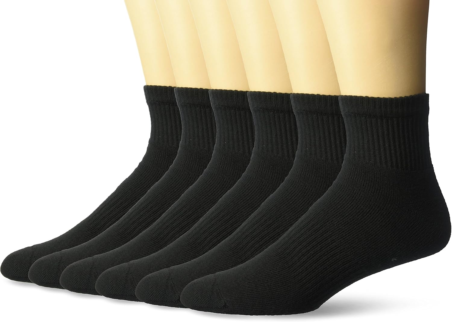 Gildan Platinum Men's 6Pack Ringspun Arch Black Ankle Sock, Black, 6