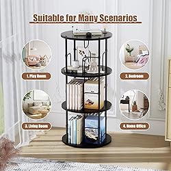 ALLSTAND Rotating Bookshelf, 3 Tier Round Revolving