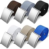Yuanan 6Pack Golf Nylon Web Belts for Men, Mens Web Belts with Metal Buckle, 55" Adjustable Solid Nylon No Holes Golf Belt for Outdoors Hiking Belt 6 Color