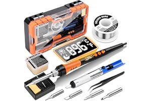 Soldering Iron Kit, Dmyond 90W Soldering Iron with 5PCS Soldering Tips, LCD Digital Adjustable Temperature Soldering Gun Thermostatic Soldering Kit for Home Appliance Repair, Orange