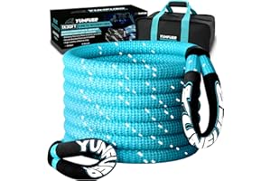 YUNFUER Heavy-Duty Kinetic Recovery Rope Kit – 48,600lbs, 1in x 30ft – 35%+ Elasticity for Off-Road Recovery, Towing & Emergency Use (Reflective)