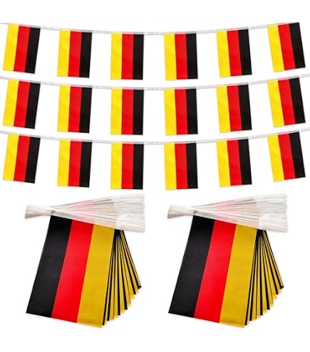 2 Packungen Deutschlandflaggen Als Banner – Je 9 M Mit 20 Flaggen, 14x21 Cm, Polyester (insgesamt 40 Flaggen)