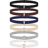 SATINIOR 6 Pcs Women No Show Invisible Belt Stretch Elastic Women Flat Belts Buckle Belt for Jeans Pants Dresses
