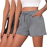 Neer 3 Pack Women's Sweat Shorts, Drawstring Athletic Shorts with Pocket Lounge Loose Workout Short Summer Running Yoga Short