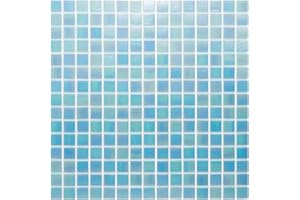 URBN.DESIGN URBN Contemporary Light Sky Blue Iridescent Glass Mosaic Tile for Indoor and Outdoor - Single Sheet (13 inches x 13 inches, 1.15 SQ FT)