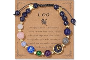 Vinswet Zodiac Bracelets for Women Men,12 Constellations Healing Crystal Stone Beads Bracelet Birthday Zodiac Gifts Horoscope Spiritual Jewelry Bracelet Gifts