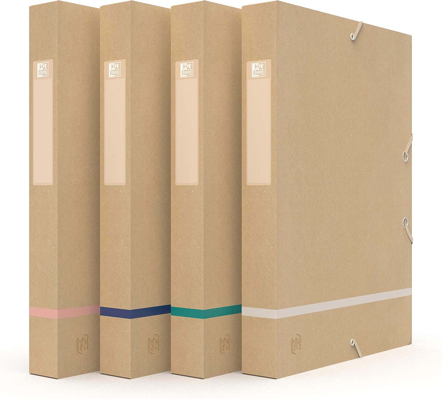 OXFORD Touareg 5 kartonnen hoesjes, 3 flappen met elastiek, A4, gerecyclede kaart, beige en bijpassende randen OXFORD Touareg 5 kartonnen hoesjes, 3 flappen met elastiek, A4, gerecyclede kaart, beige en bijpassende randen