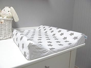 ComfortBaby ® Wickelauflage Wickelmulde 50 x 70 cm passend zum SmartGrow 7in1 Babybett (WeissMitGrauenSternen)