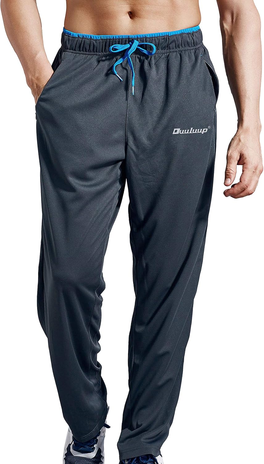 Duuluup Workout Pants Men - Quick Dry Active Sports Sweatpants Open-Hem with Pockets