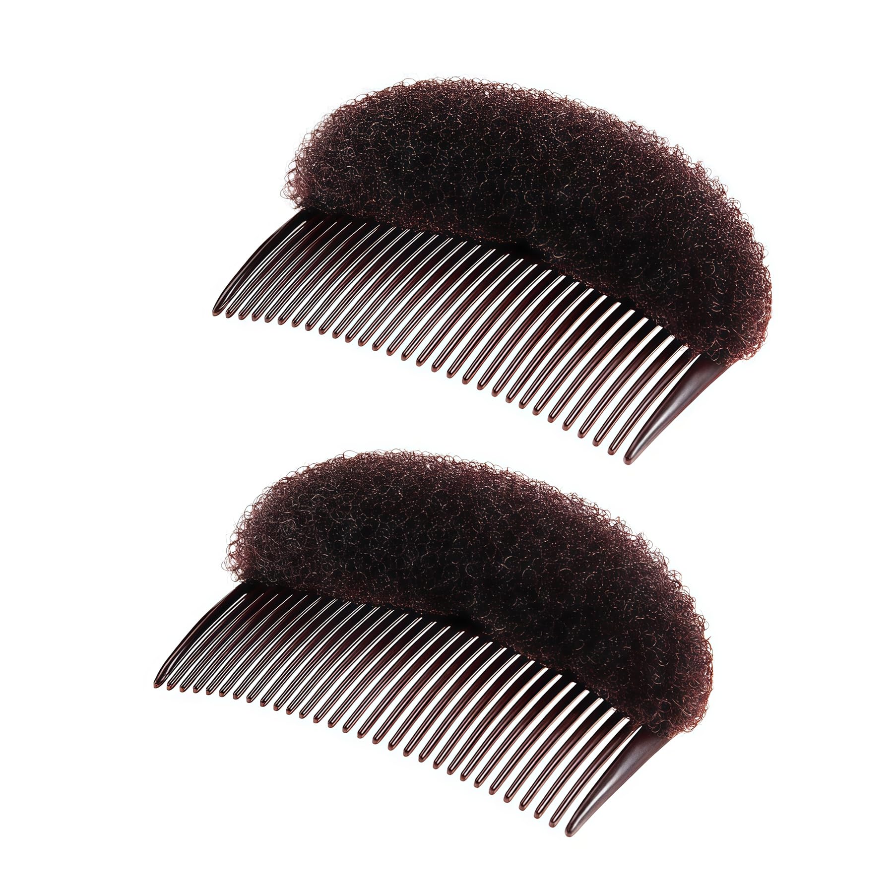 2PCS Women Lady Girls Soft Sponge Foam Hair Base Inserts Bump Up Hair Pads Stick Bun Maker Hair Styling Clip Hair Comb Braid Tool Hair Styling Accessories Brown