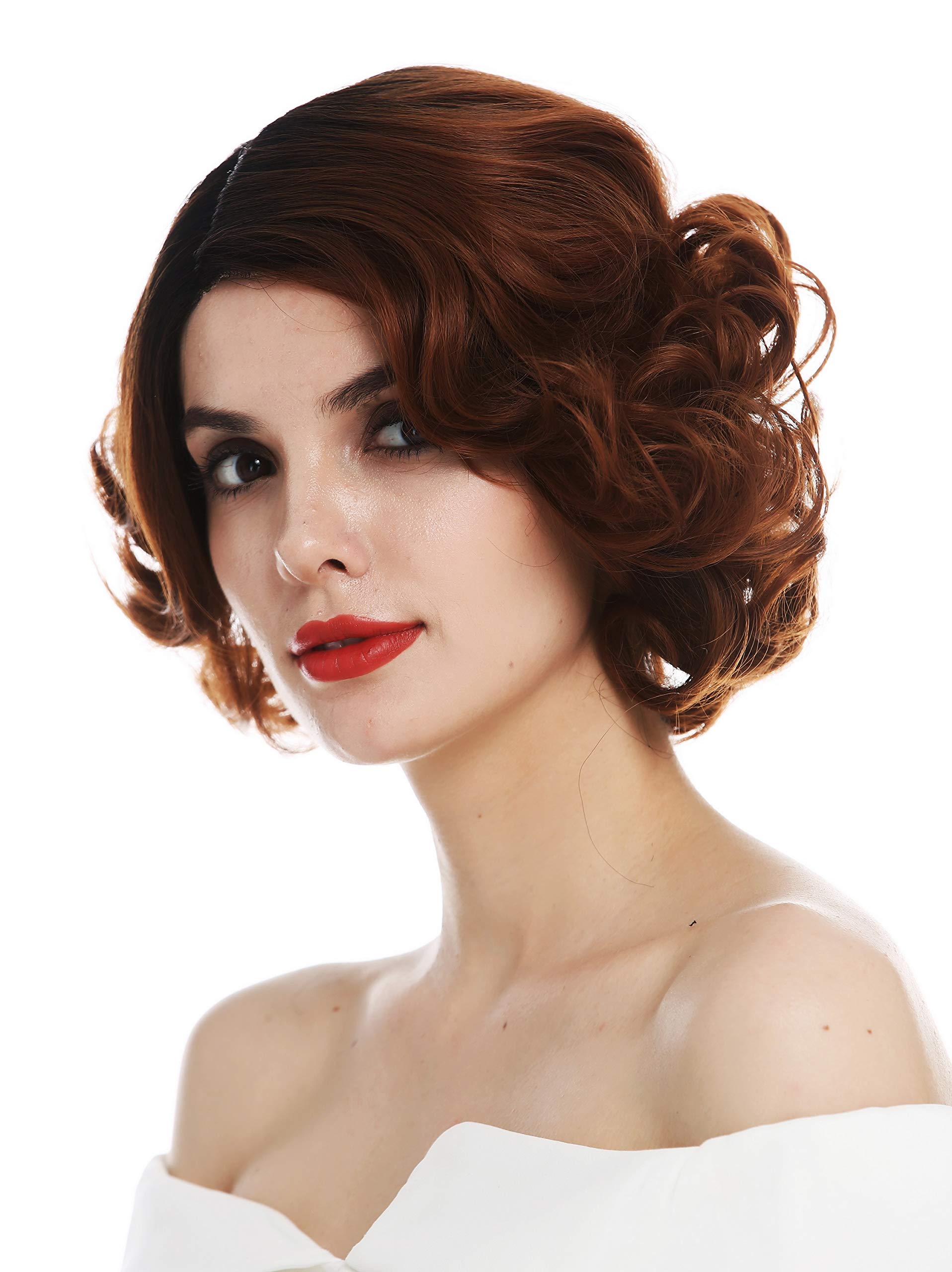 WIG ME UP - KAREN-MF-30AYS1B wig women's wig lace front partial monofilament short curls curly parting ombre black copper brown