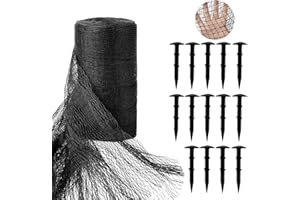 Hlimior Large Pond Netting Kit 15 x 20 ft Black Heavy Duty Woven Fine Mesh Net Cover for Leaves, Koi Pond Cover, Netting for Leaves to Protects Koi Fish from Birds, Cats & Predators with 14 Stakes