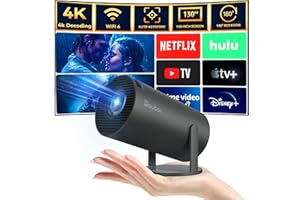 aubor Mini Projector with Android TV 11.0, Support 1080P Smart Portable Projector with 5G WiFi and Bluetooth, 10000 Lumen，Auto Keystone Correction, Premium 360 Sound, 40"-130" Screen Video Projector
