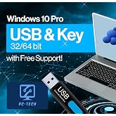 PC-TECH Compatible with Windows 10 Professional 64 Bit USB With Key. Factory fresh, Recover, Repair and Restore. Key code and USB install Included. Fix PC, Laptop and Desktop. Free Technical Support