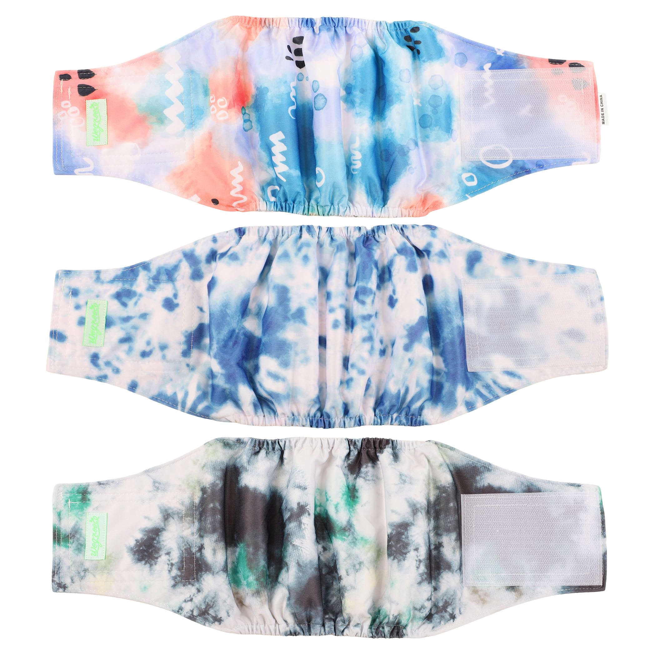 Photo 1 of wegreeco Washable Male Dog Belly Band (Stylish Pattern)- Pack of 3 - Washable Male Dog Belly Wrap, Dog Diapers Male (Tie-dye, Ink, Medium)