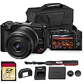 Canon EOS R50 V Mirrorless Camera with 14-30mm f/4-6.3 RF-S Lens | 4K Video, Dual Pixel Autofocus, Flip Screen | Compact RF Mount Vlog Camera Kit with Bag and 64GB Card