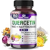 Quercetin Supplement with Bromelain, Vitamin C and Zinc, Nattokinase, NAC, Elderberry, Elderberry | 8 in 1 Ultra Antioxidant Complex for Immune Health | 150 Capsules