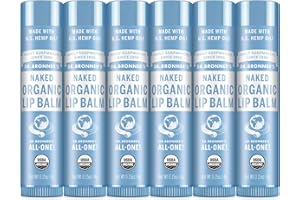 DR. BRONNER'S Dr. Bronner’s Organic Lip Balm 6-Pack (.15oz) Natural, Moisturizing, Petroleum-Free Lip Moisturizer with Beeswax & Avocado Oil for Dry Lips, Men & Women - Unscented