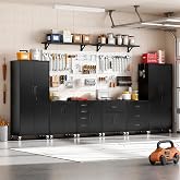 VIYET Garage Cabinet System | Heavy Duty Steel All-in-One Modular Garage Cabinet Set for Ultimate Workshop Organization | Easy Assembly Garage Storage Cabinets &amp; Tool Bench