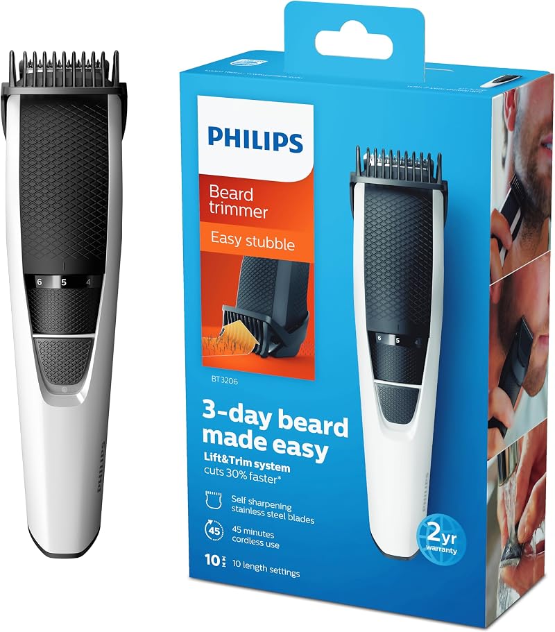 Philips Beard Trimmer Series 3000 BT3206/13 Lift & Trim PRO White/Black