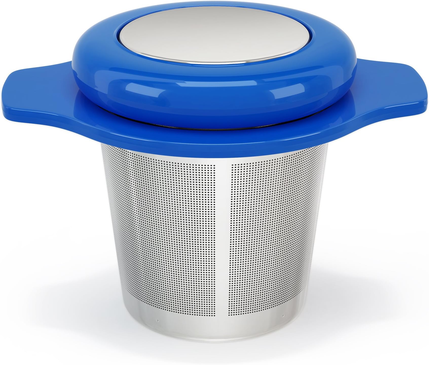 MyTea Infuser ~ Ultra Fine Loose Leaf Tea Infuser with Lid ~ Large Capacity Stainless Steel Tea Strainer Basket Steeper ~ Wide Rimmed with Double Winged Handles ~ Stay Cool Finger Protection