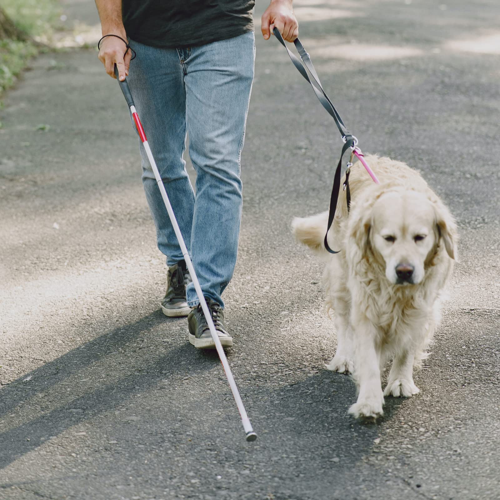 Folding Blind Cane Walking Stick with Red Reflective Tape for The Blind and Visually Impaired People,48 inch Collapsible Non-Slip Aluminum Cane