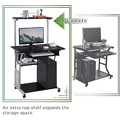 Topeakmart 3 Tier Computer Desk with Printer Shelf