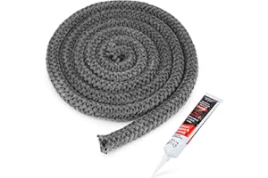 Stanbroil Wood Stove Gasket, 3/4" x 84" Graphite Impregnated Fiberglass Rope Seal and High-Temperature Cement Gasket Kit Replacement for Wood Stoves Door