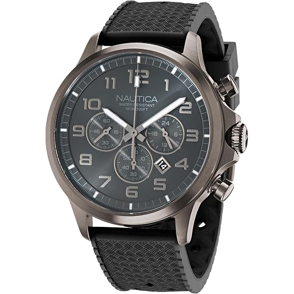 Nautica Orologio Da Uomo NAPNOS302, Cassa 48mm In Acciaio Riciclato, Cronografo, Cinturino In Silicone Nero, 100m Water Resistant