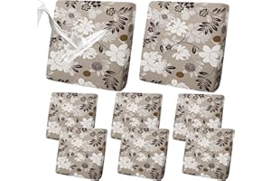 FORCHEER 8PCS Outdoor Cushion Covers Waterproof Stretch Patio Furniture Cushion Covers 19-24inch Replacement Washable-Floral